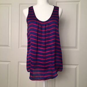 VIOLET & CLAIRE M Pink and Blue Striped Tank Top